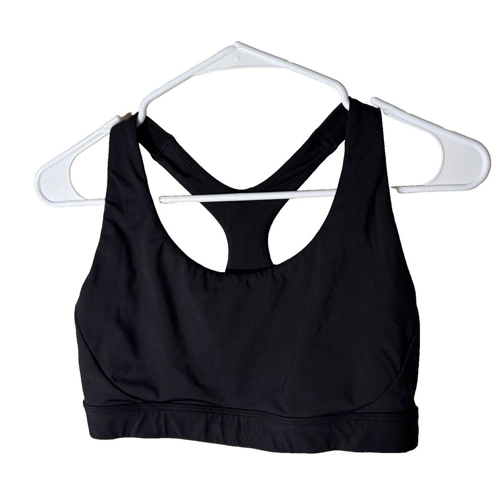Athleta Sports Bra Women's M/L Black Round Neck Racerback Active Athletic